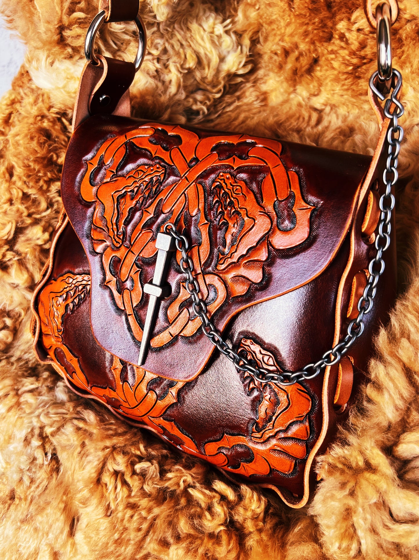 Cretan // Leather Snake Tooled Purse