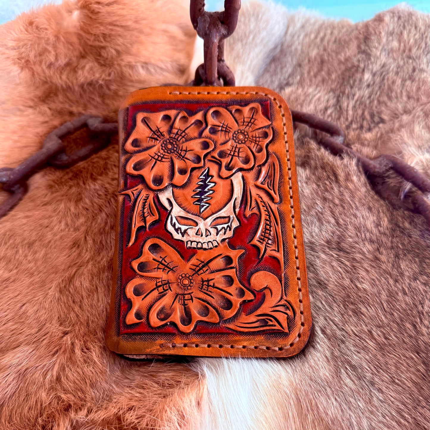 GRATEFUL DEAD HAND CARVED LEATHER WALLET