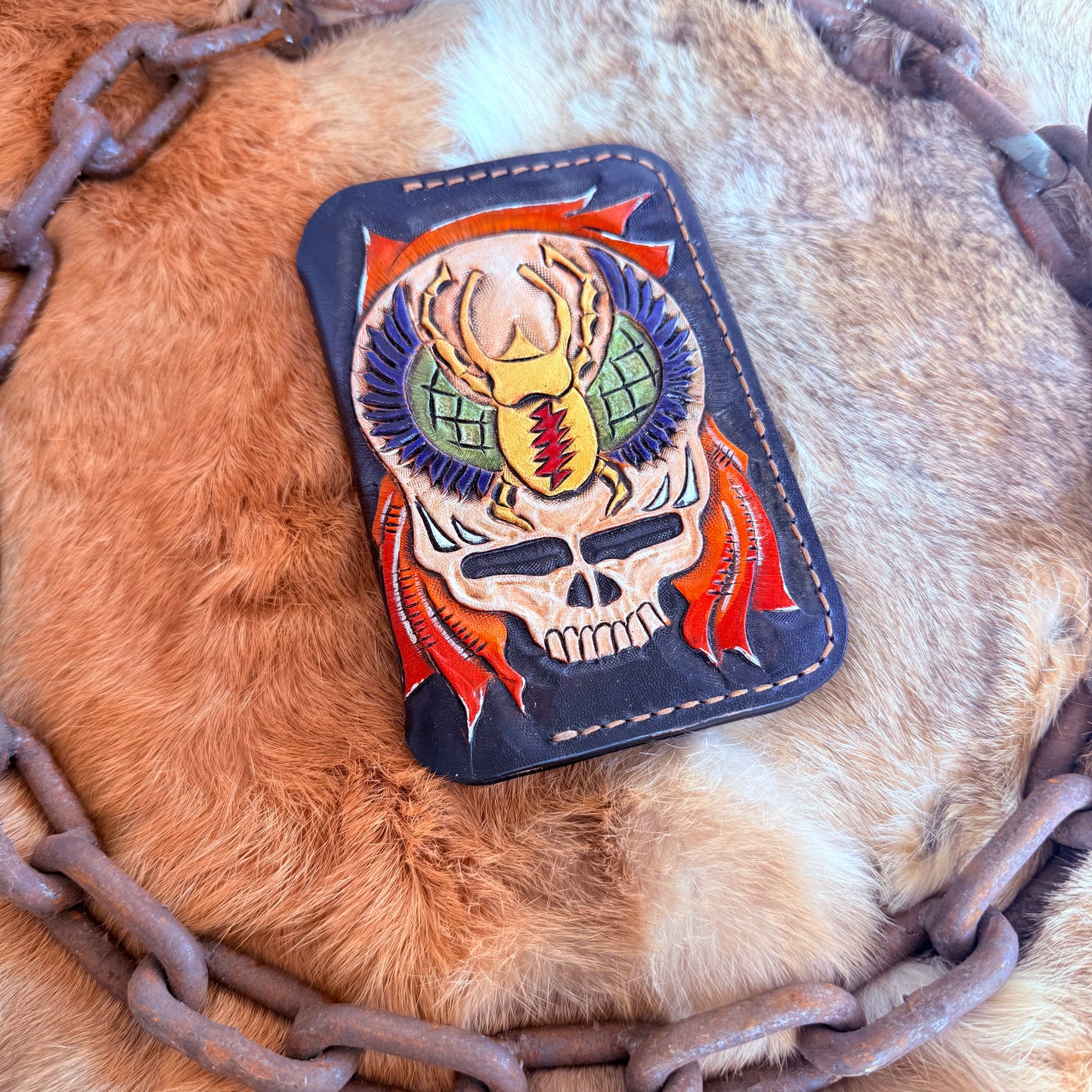 GRATEFUL DEAD HAND CARVED LEATHER WALLET