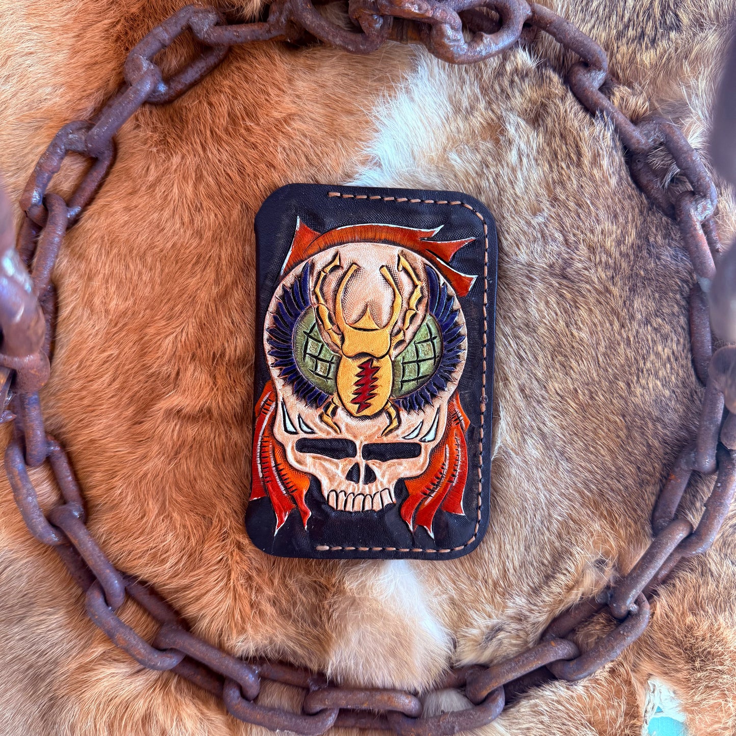 GRATEFUL DEAD HAND CARVED LEATHER WALLET