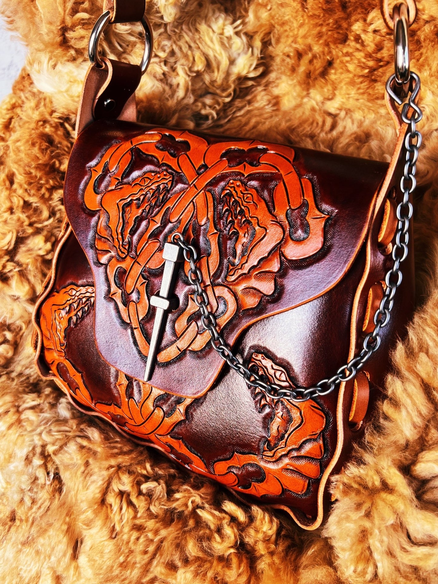 Cretan // Leather Snake Tooled Purse - Hags & Hides