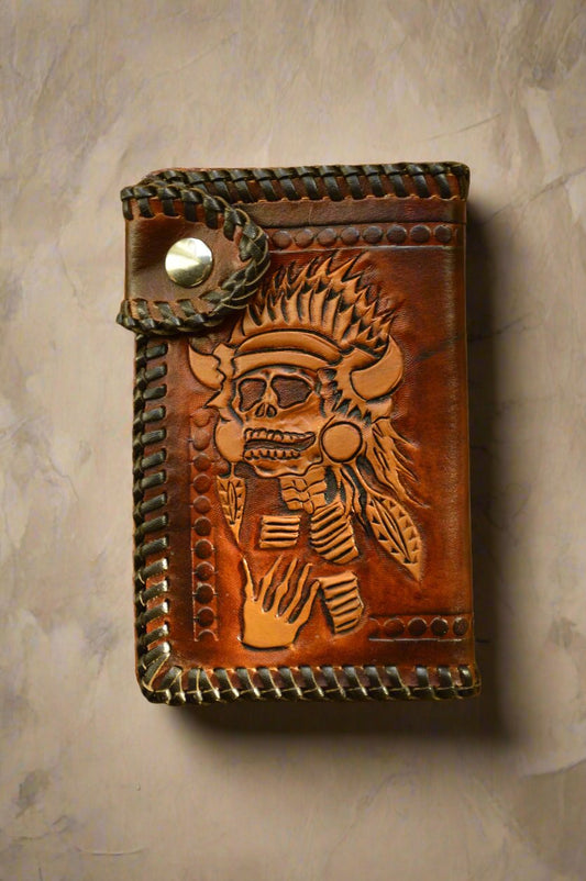 Chief Traditional Design Tooled Leather Wallet