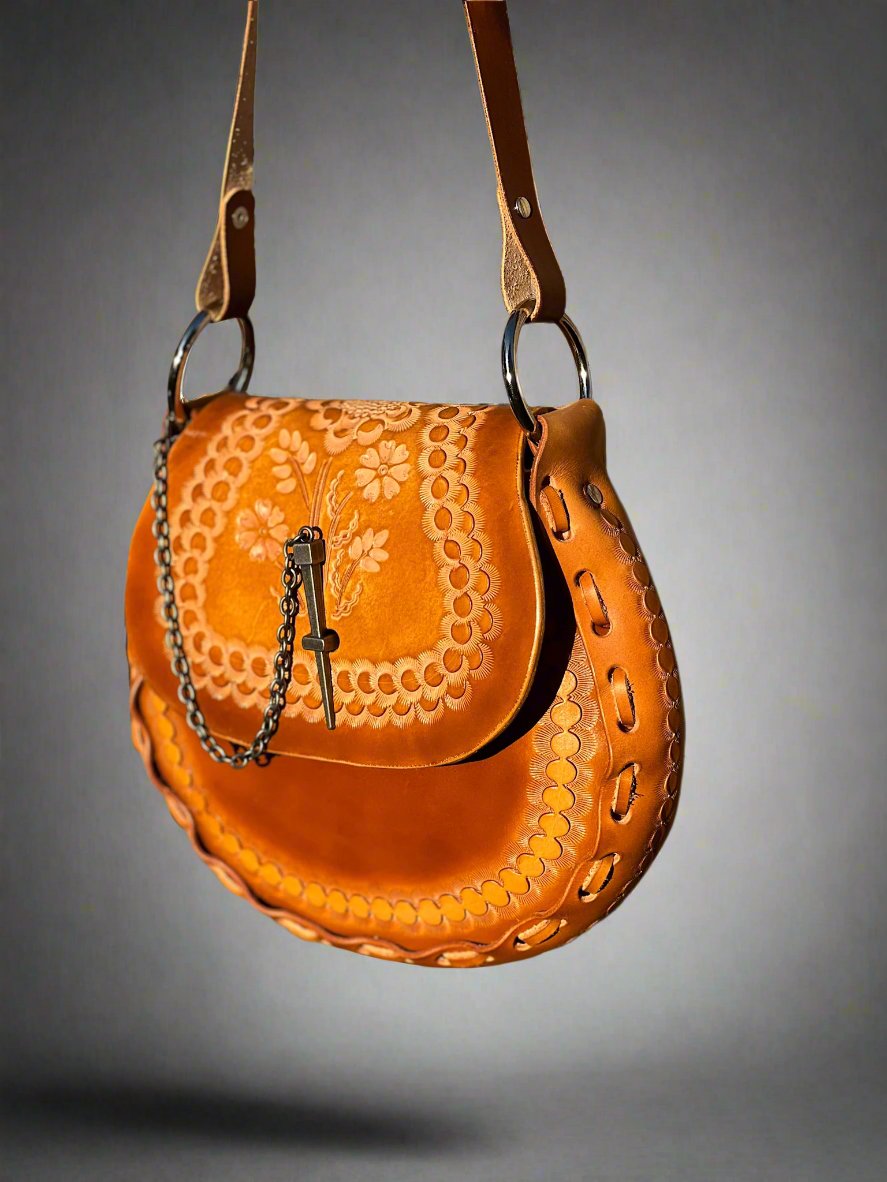 Vintage Leather Bag // Saffron