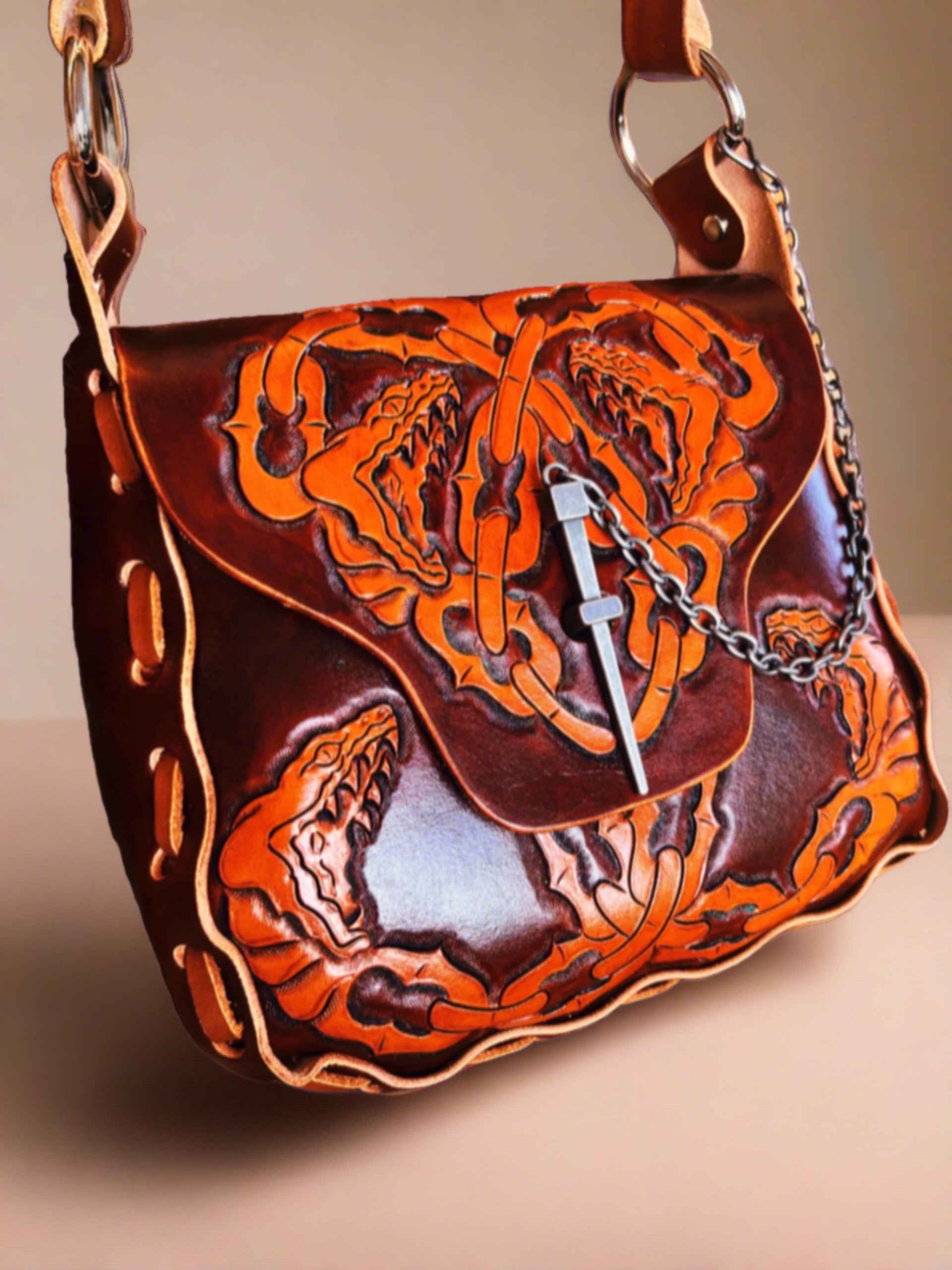 Cretan Snake Tooled Leather Purse