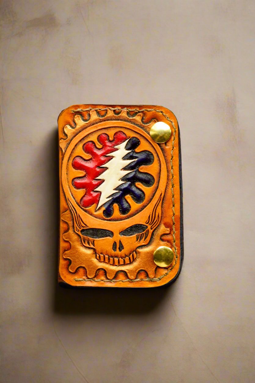 Grateful Dead Stealie Carved Leather Wallet