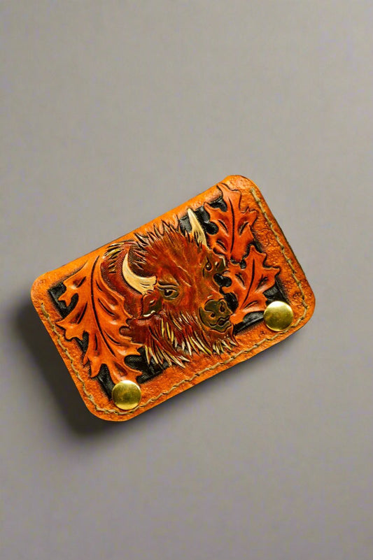 Bison Carved Leather Wallet