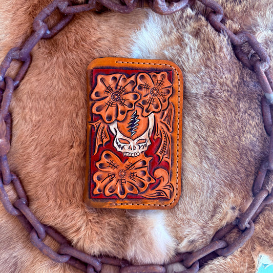 GRATEFUL DEAD HAND CARVED LEATHER WALLET