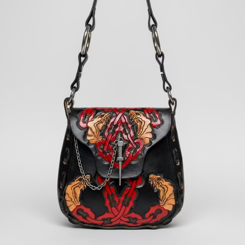 Hags & Hides Tooled Leather Shoulder Bag