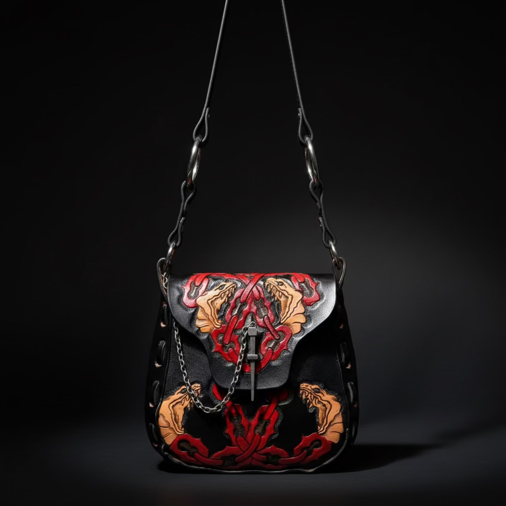 Cretan Hand-Tooled Leather Shoulder Bag