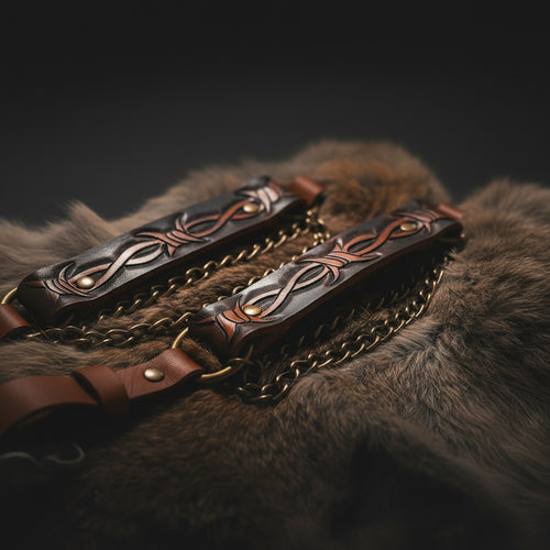 Artisan Barbed Wire Tooled Leather Bootstrap