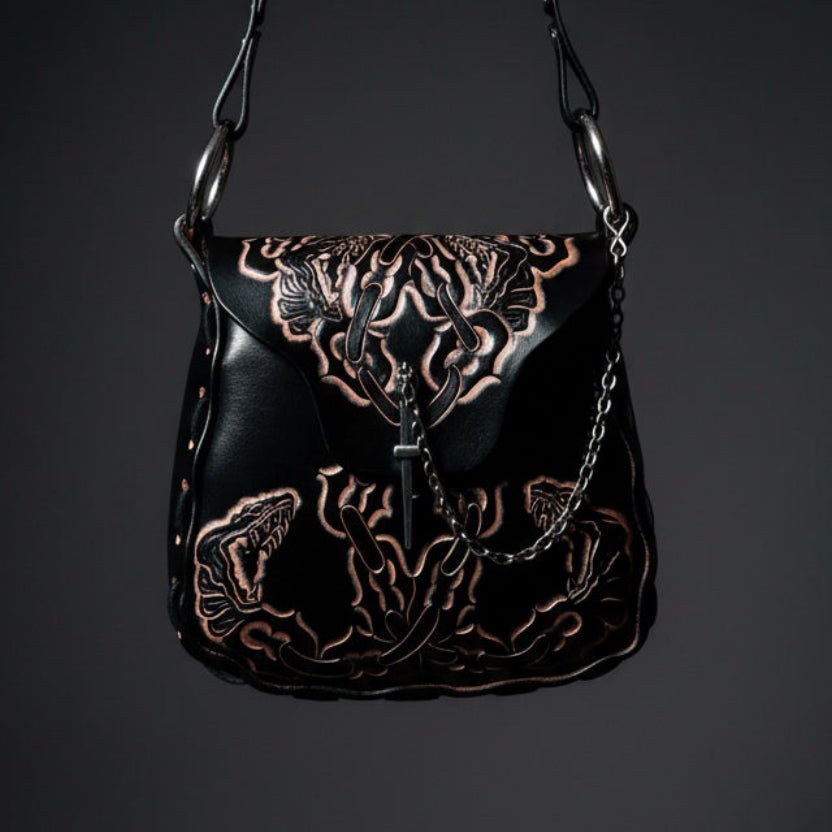 Cretan Black & Tan Shoulder Bag - Hags & Hides