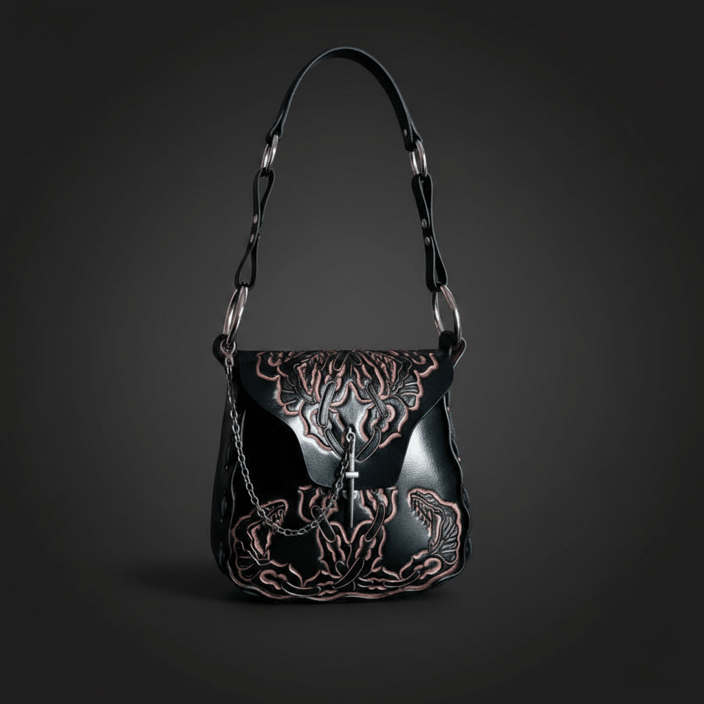 Hags & Hides Cretan Tooled Shoulder Bag - Hags & Hides