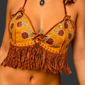 Hand Painted Leather Fitted Crop Top - Hags & Hides
