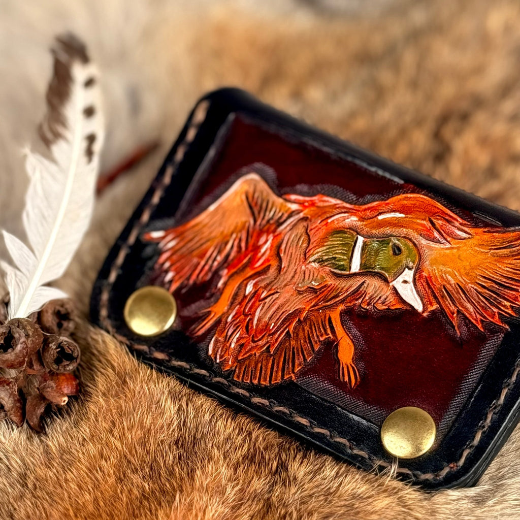 Leather Tooled Mallard Wallet - Hags & Hides