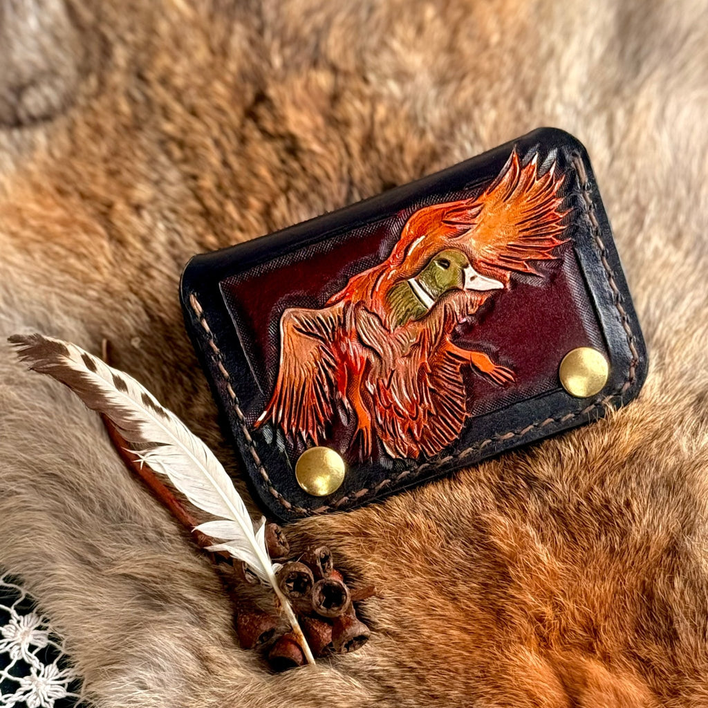Leather Tooled Mallard Wallet - Hags & Hides