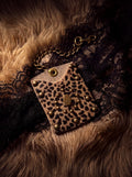 Leopard Hair-On Hide Mini Wallet with Brass Chain - Hags & Hides