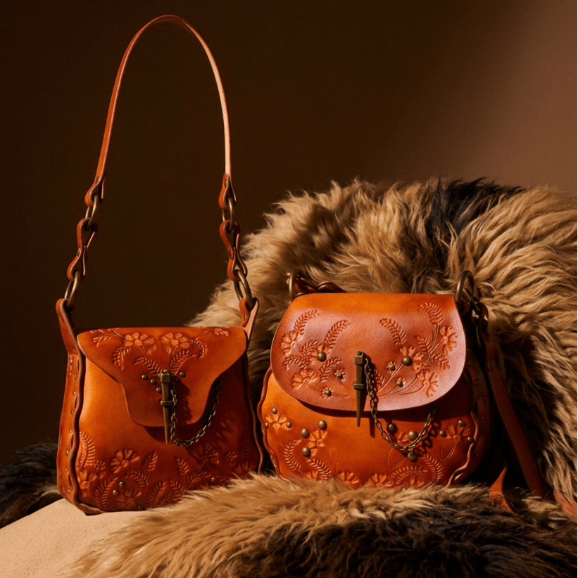 Sigil Hand-Tooled Leather Shoulder Bag - Hags & Hides