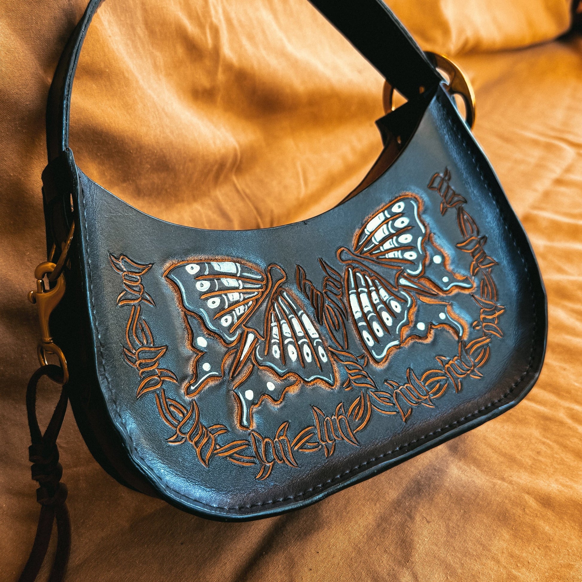 Sovereign Mini Hand-Tooled Leather Shoulder Bag - Hags & Hides