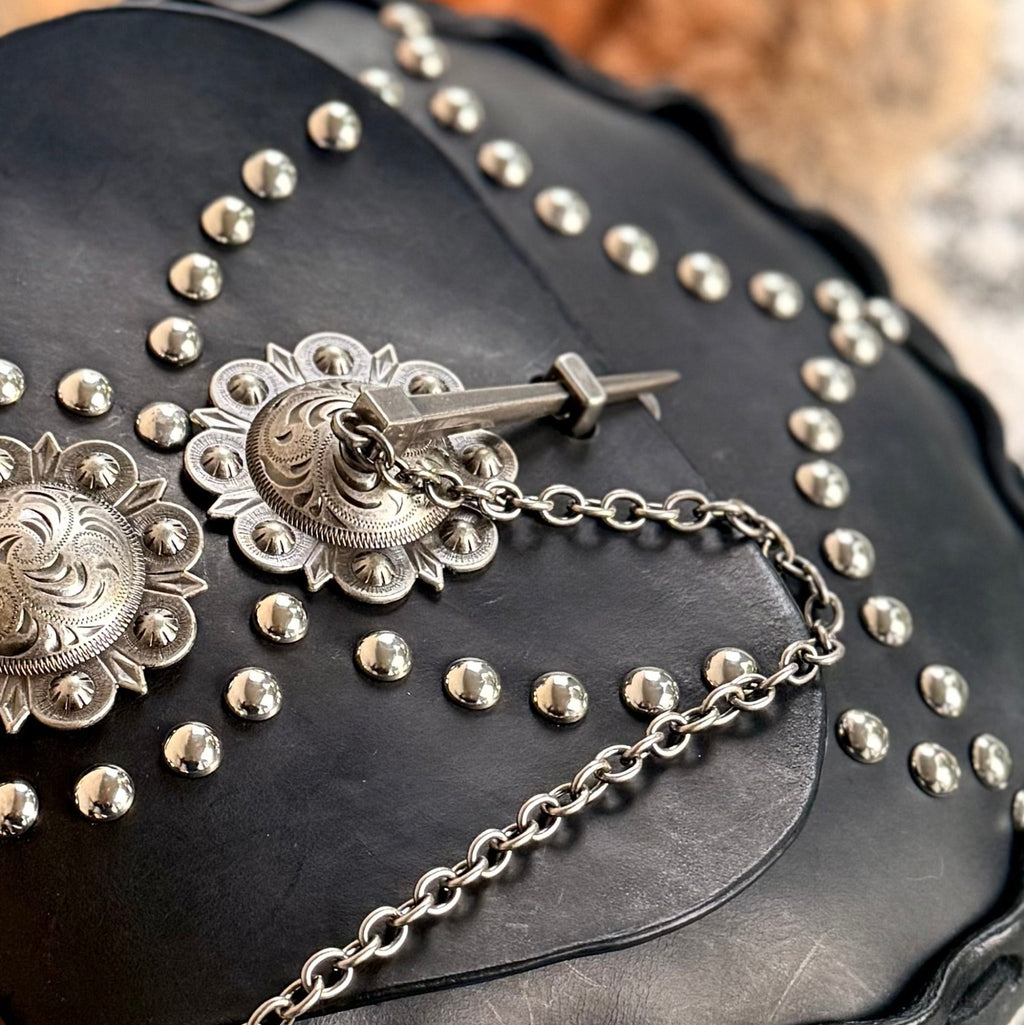Western Noir Studded Leather Chain Purse - Hags & Hides
