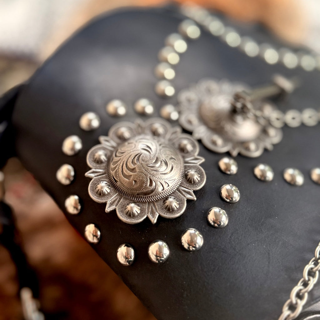 Western Noir Studded Leather Chain Purse - Hags & Hides