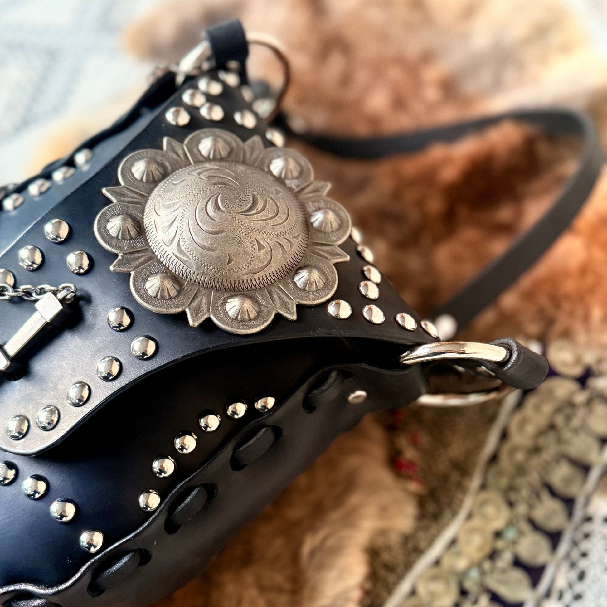 Western Noir Studded Leather Purse - Hags & Hides