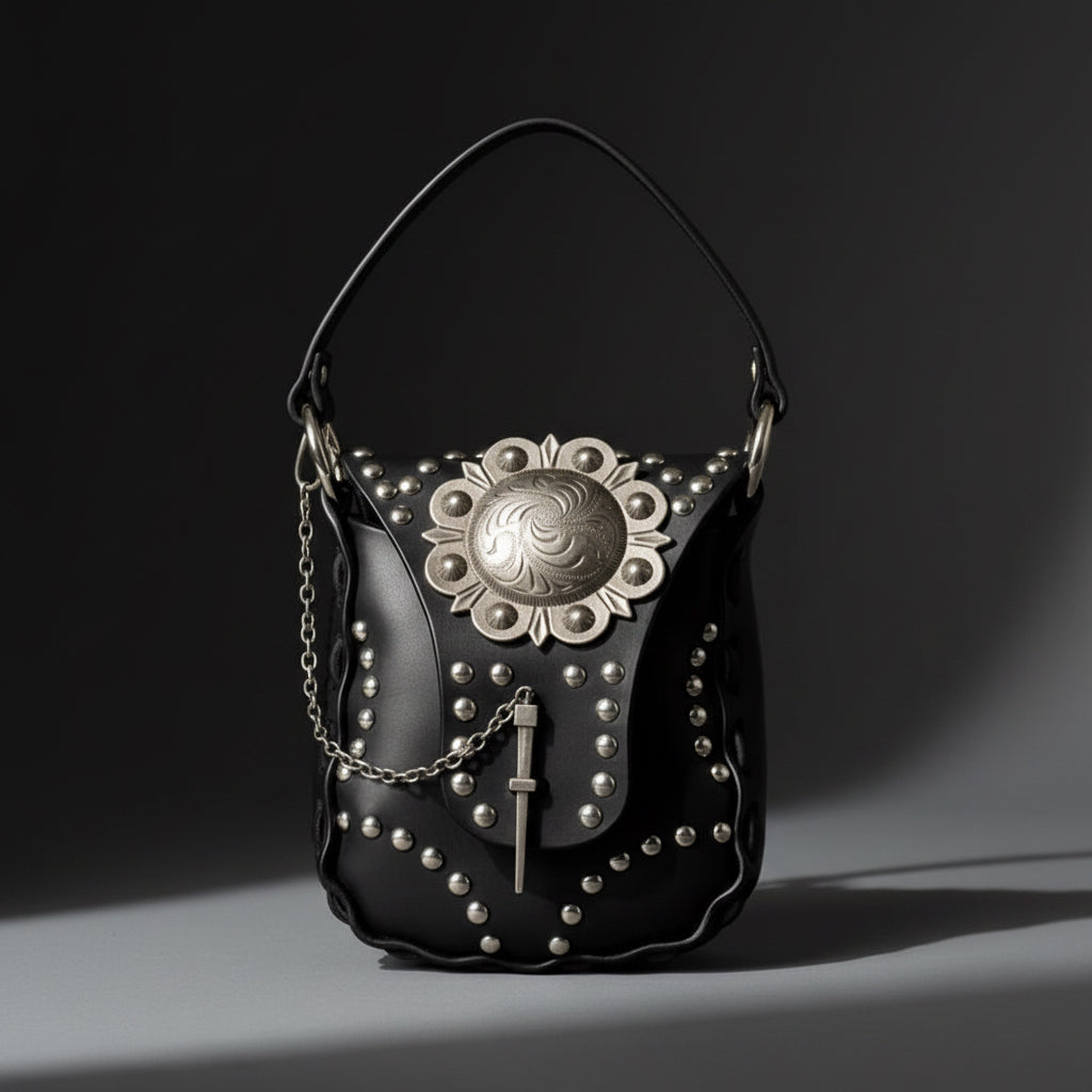 Western Noir Studded Leather Purse - Hags & Hides