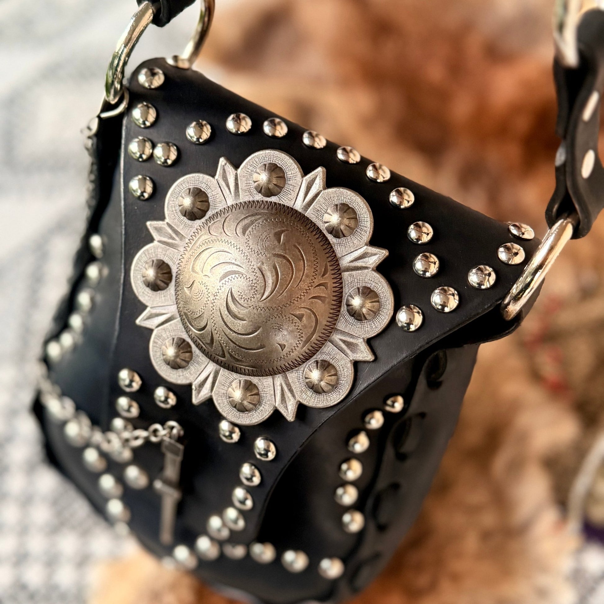 Western Noir Studded Leather Purse - Hags & Hides