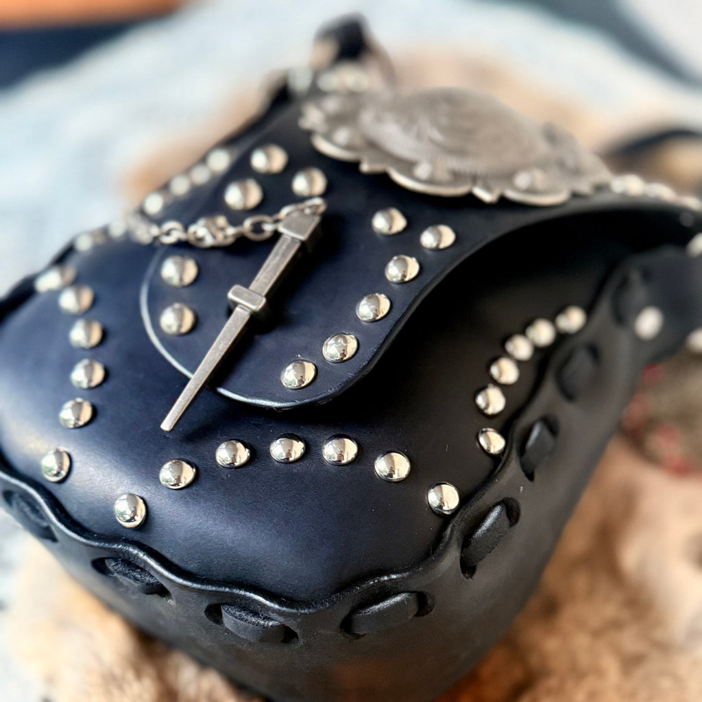 Western Noir Studded Leather Purse - Hags & Hides