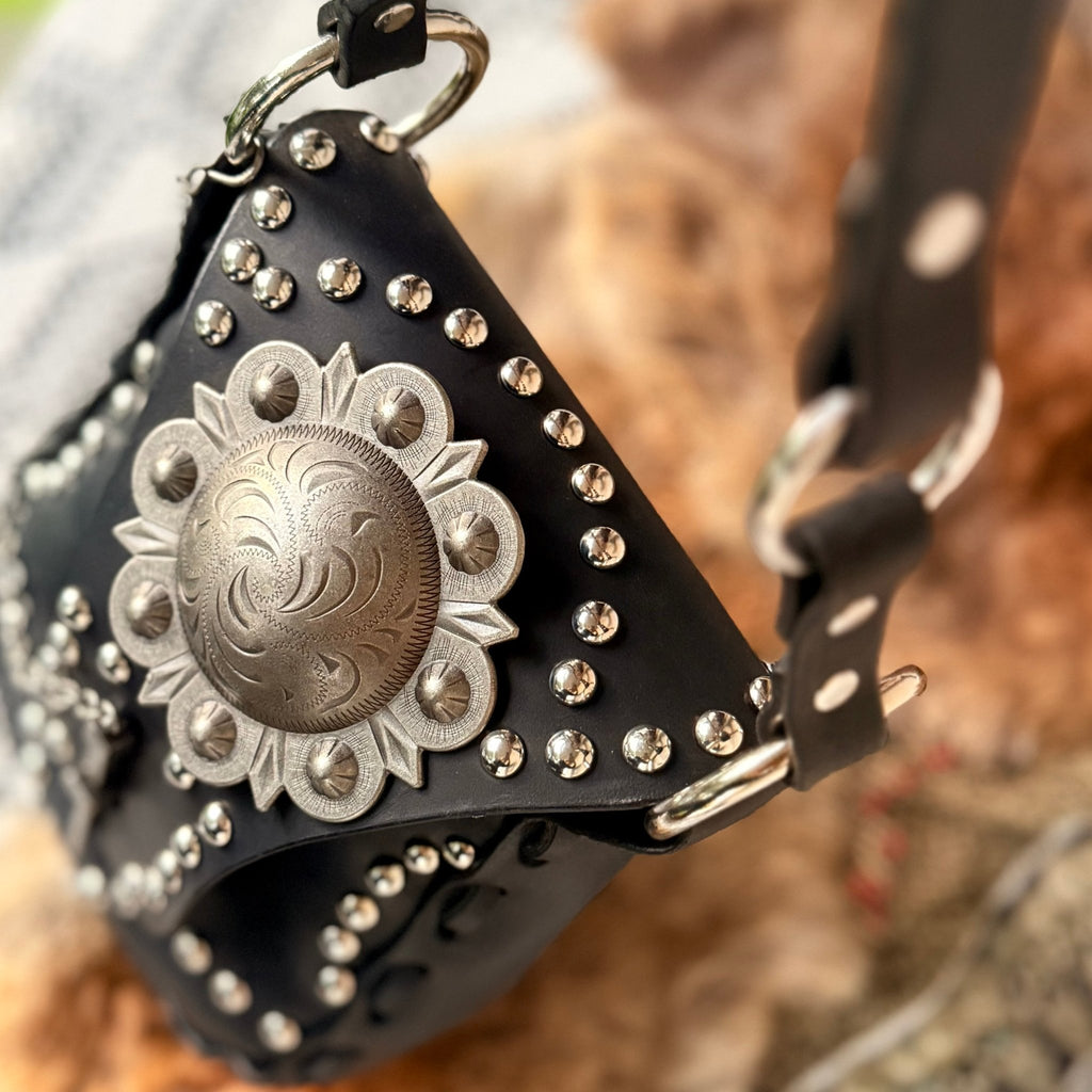 Western Noir Studded Leather Purse - Hags & Hides
