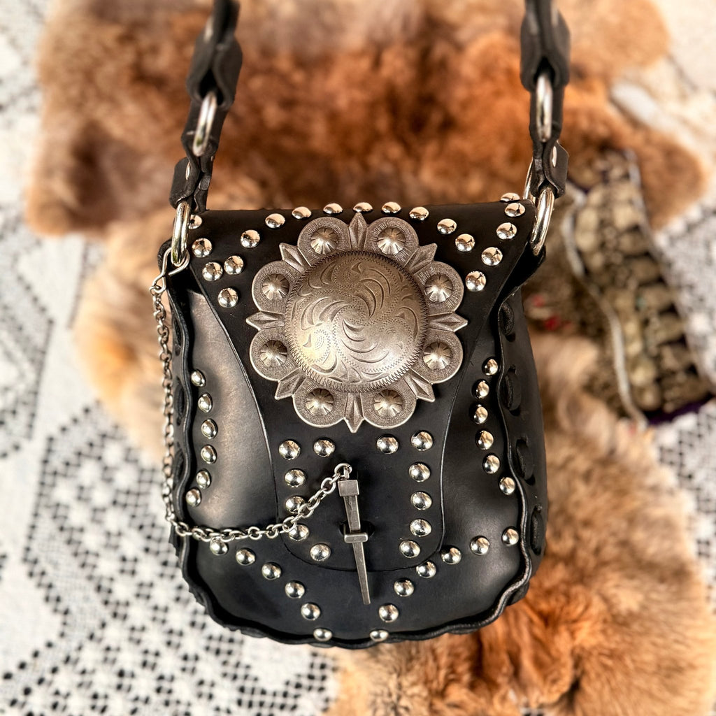 Western Noir Studded Leather Purse - Hags & Hides