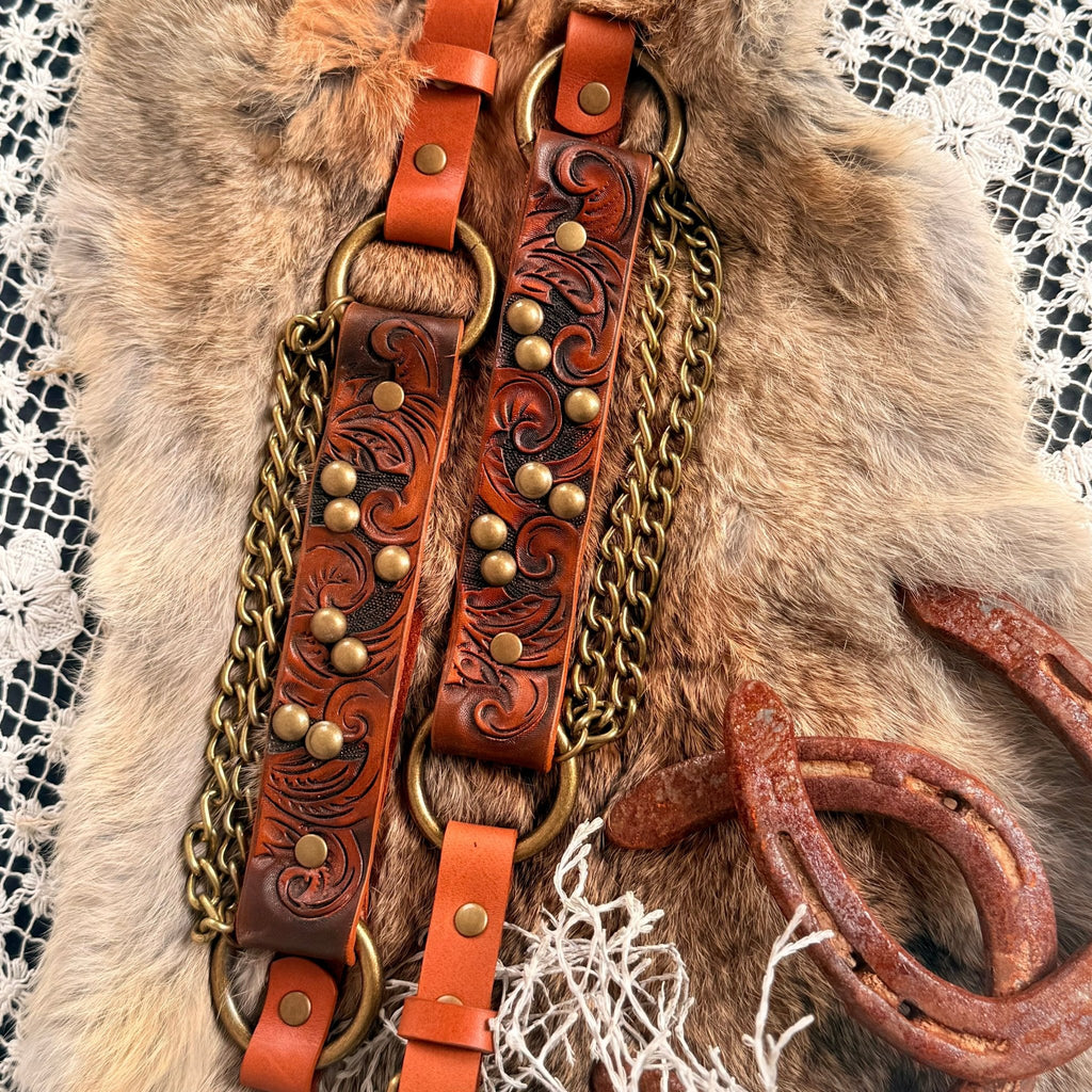 Western Tooled Leather Bootstrap - Hags & Hides
