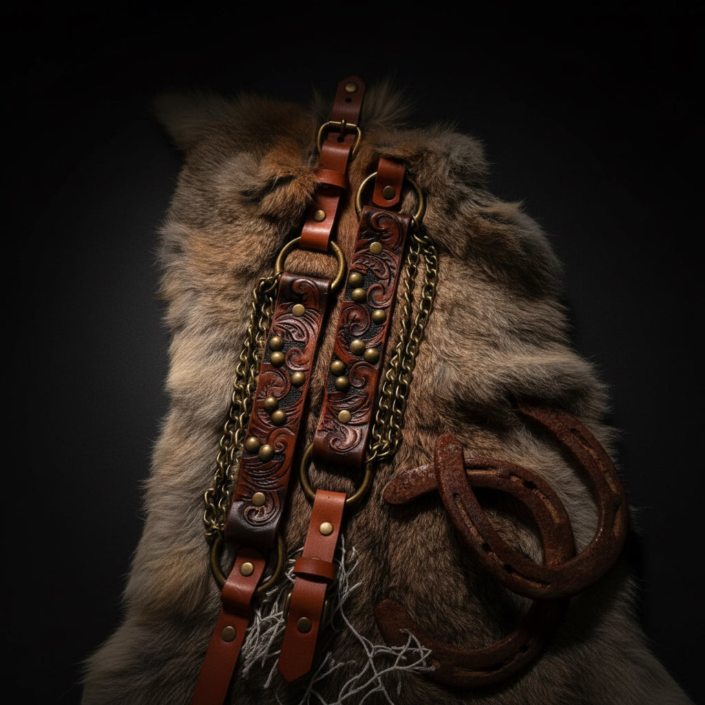 Western Tooled Leather Bootstrap - Hags & Hides