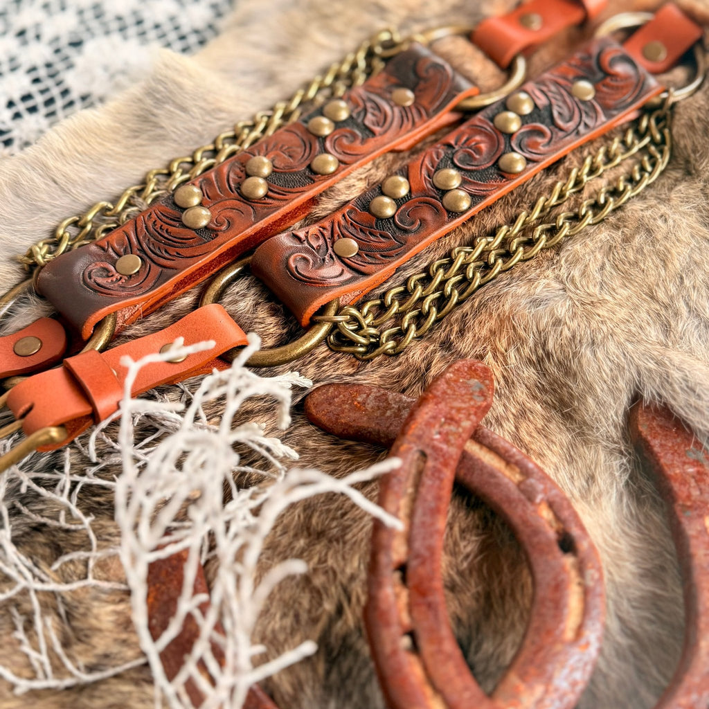 Western Tooled Leather Bootstrap - Hags & Hides