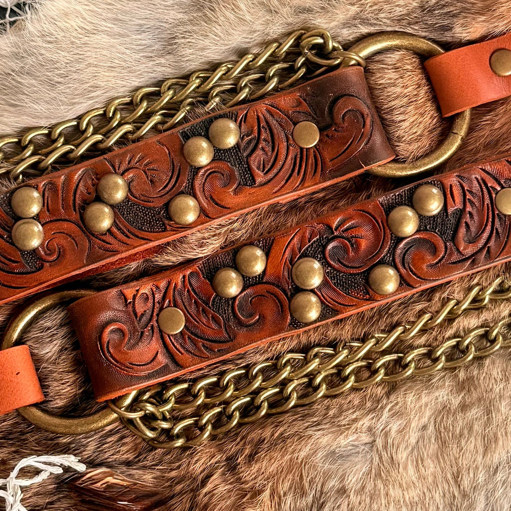 Western Tooled Leather Bootstrap - Hags & Hides